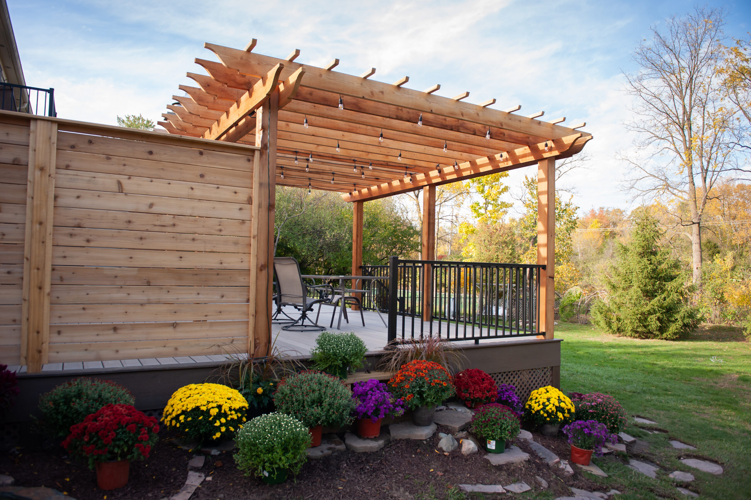 Azek Deck with Cedar Pergola | JMJ Residential Construction